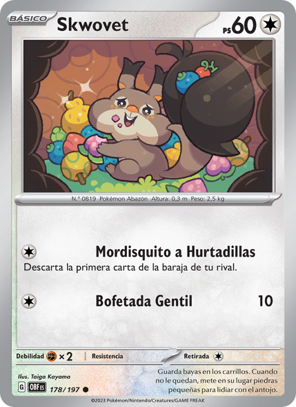 Skwovet 178 — Llamas Obsidianas (Spanish Pokémon TCG card)