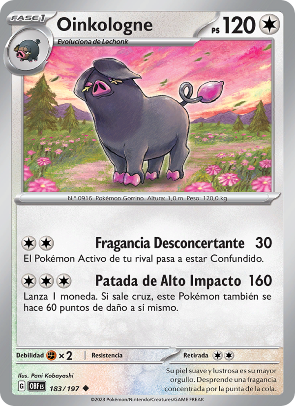 Oinkologne 183 — Llamas Obsidianas (Spanish Pokémon TCG card)