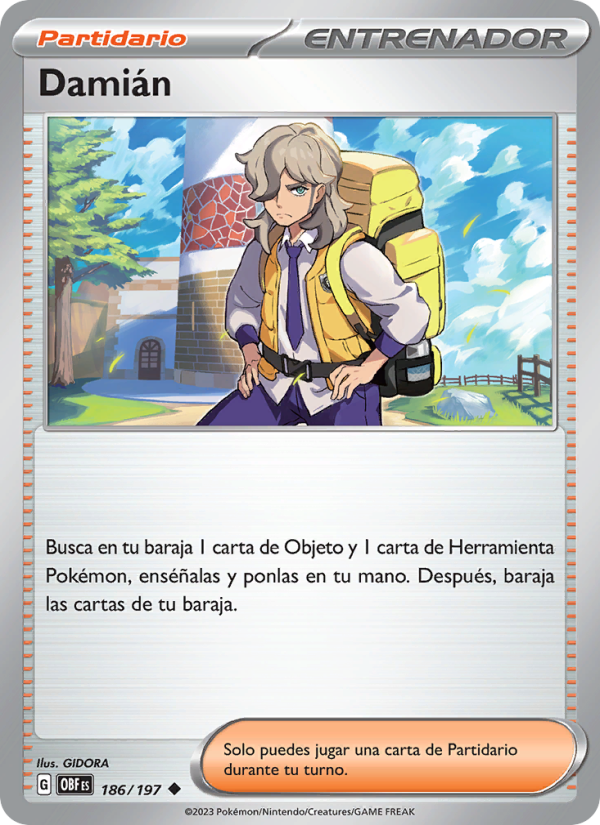 Damián 186 — Llamas Obsidianas (Spanish Pokémon TCG card)