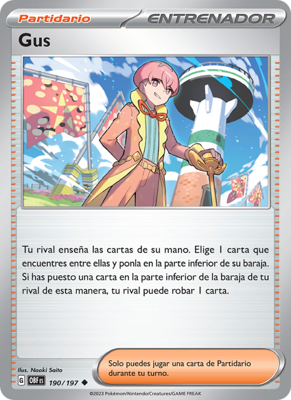 Gus 190 — Llamas Obsidianas (Spanish Pokémon TCG card)