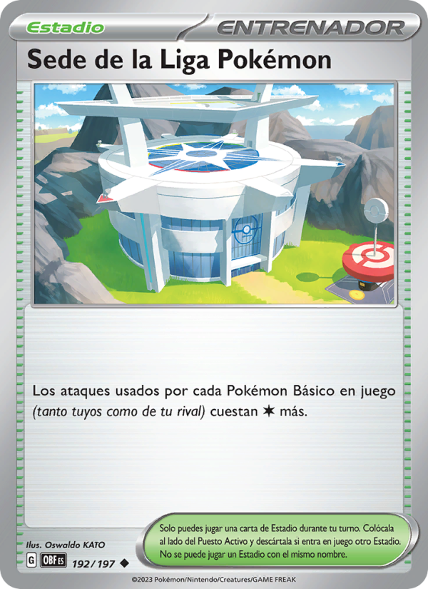 Sede de la Liga Pokémon 192 — Llamas Obsidianas (Spanish Pokémon TCG card)