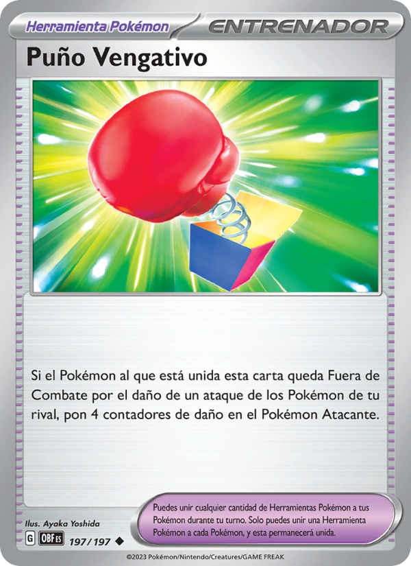 Puño Vengativo 197 — Llamas Obsidianas (Spanish Pokémon TCG card)