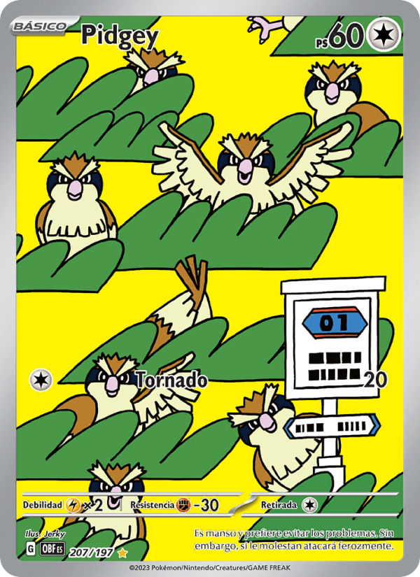 Pidgey 207 — Llamas Obsidianas (Spanish Pokémon TCG card)