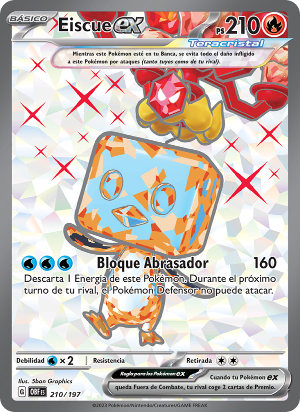 Eiscue ex 210 — Llamas Obsidianas (Spanish Pokémon TCG card)