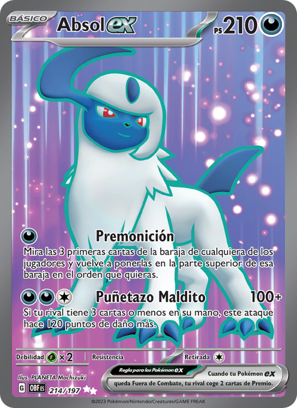 Absol ex 214 — Llamas Obsidianas (Spanish Pokémon TCG card)