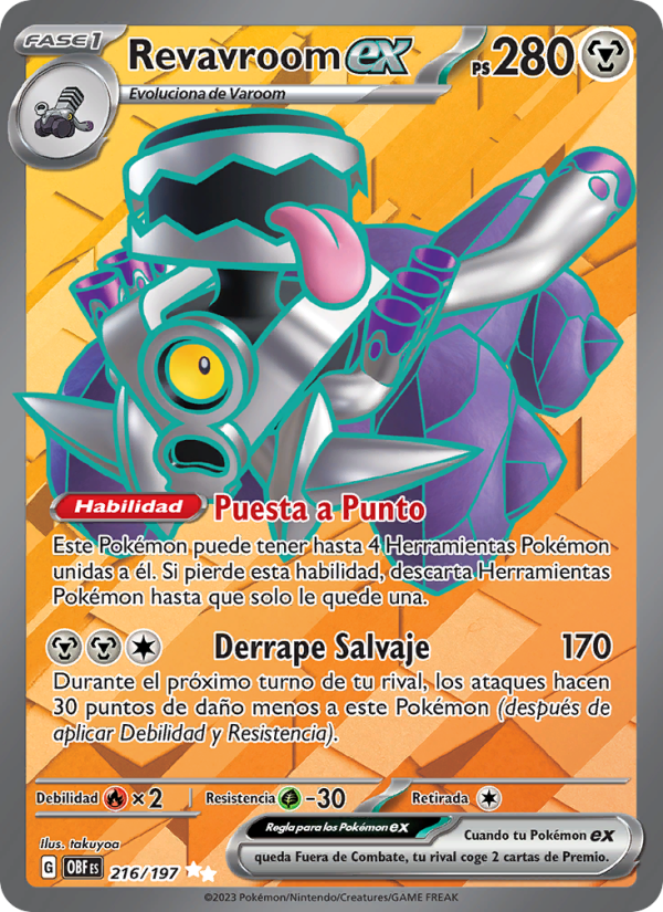 Revavroom ex 216 — Llamas Obsidianas (Spanish Pokémon TCG card)
