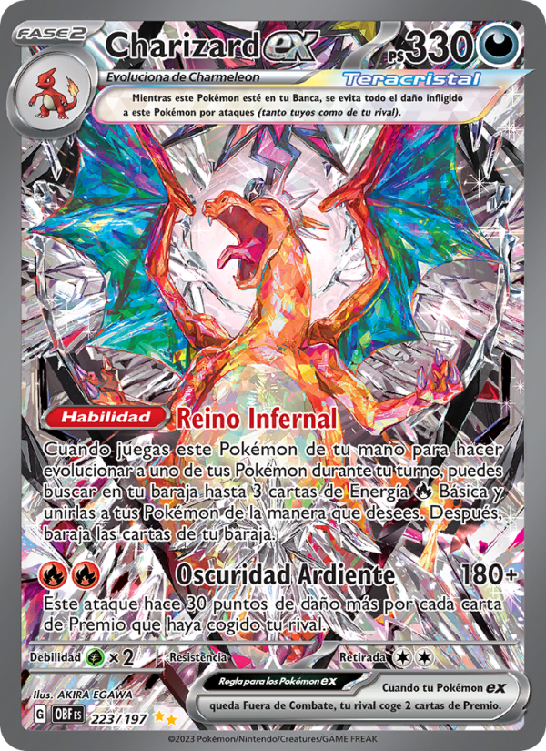 Charizard ex 223 — Llamas Obsidianas (Spanish Pokémon TCG card)
