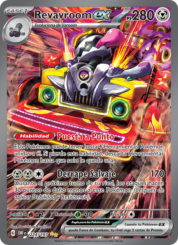 Revavroom ex 224 — Llamas Obsidianas (Spanish Pokémon TCG card)
