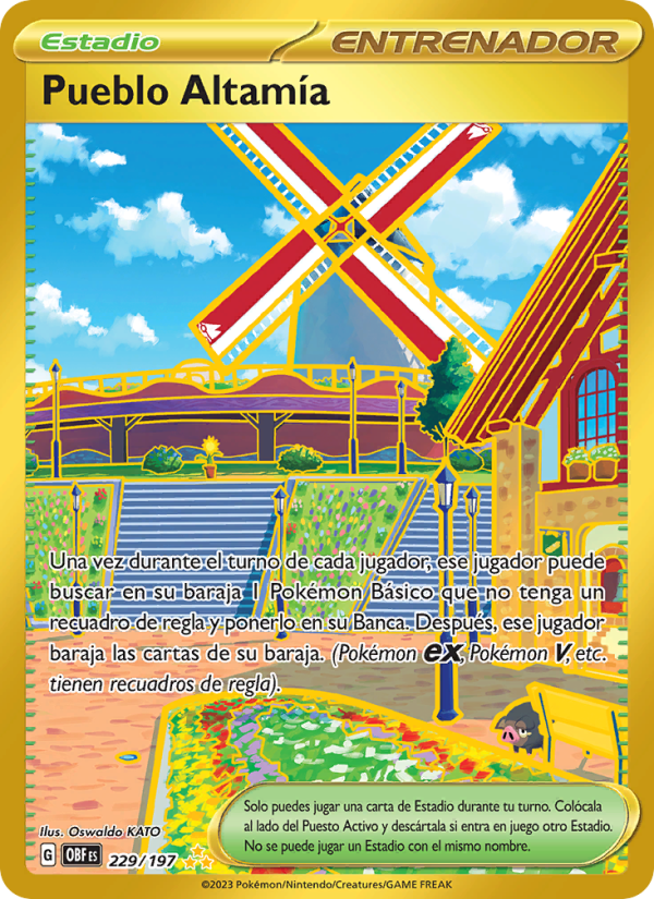 Pueblo Altamía 229 — Llamas Obsidianas (Spanish Pokémon TCG card)