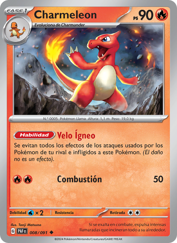 Charmeleon 008 — Destinos de Paldea (Spanish Pokémon TCG card)