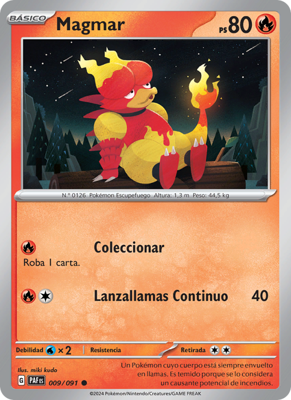 Magmar 009 — Destinos de Paldea (Spanish Pokémon TCG card)