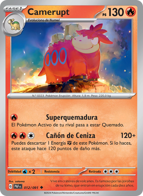 Camerupt 012 — Destinos de Paldea (Spanish Pokémon TCG card)
