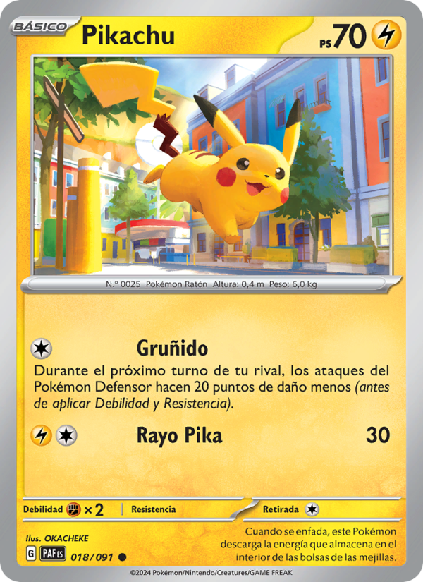 Pikachu 018 — Destinos de Paldea (Spanish Pokémon TCG card)
