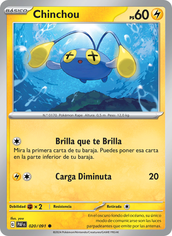 Chinchou 020 — Destinos de Paldea (Spanish Pokémon TCG card)