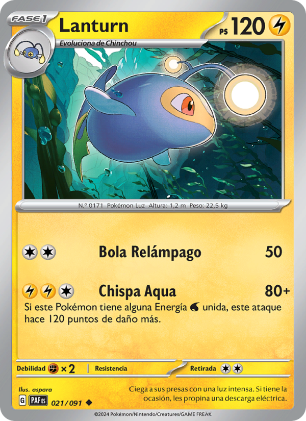 Lanturn 021 — Destinos de Paldea (Spanish Pokémon TCG card)