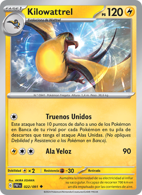 Kilowattrel 022 — Destinos de Paldea (Spanish Pokémon TCG card)