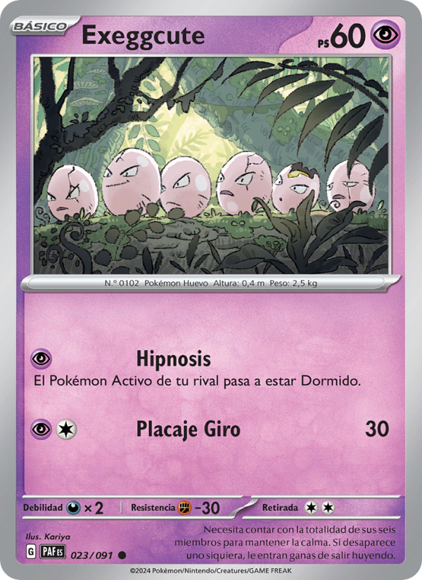 Exeggcute 023 — Destinos de Paldea (Spanish Pokémon TCG card)