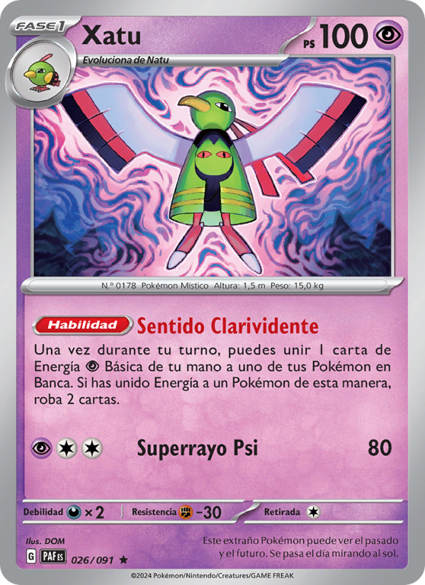 Xatu 026 — Destinos de Paldea (Spanish Pokémon TCG card)