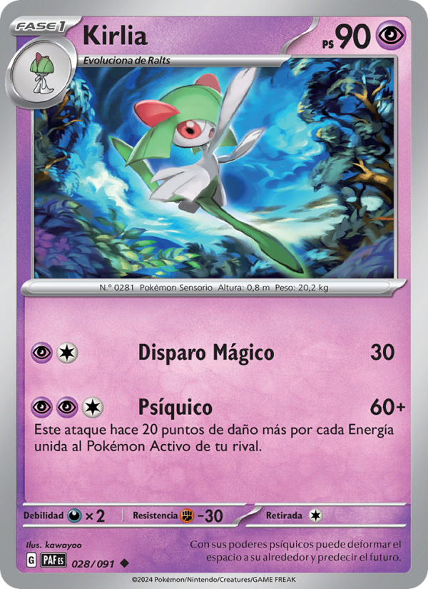 Kirlia 028 — Destinos de Paldea (Spanish Pokémon TCG card)