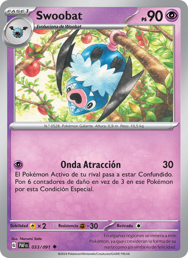 Swoobat 033 — Destinos de Paldea (Spanish Pokémon TCG card)