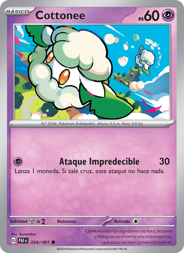 Cottonee 034 — Destinos de Paldea (Spanish Pokémon TCG card)