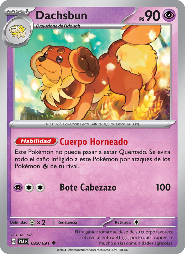 Dachsbun 039 — Destinos de Paldea (Spanish Pokémon TCG card)