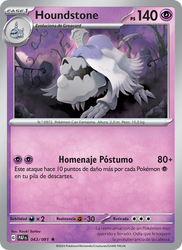 Houndstone 043 — Destinos de Paldea (Spanish Pokémon TCG card)