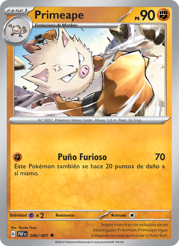 Primeape 046 — Destinos de Paldea (Spanish Pokémon TCG card)