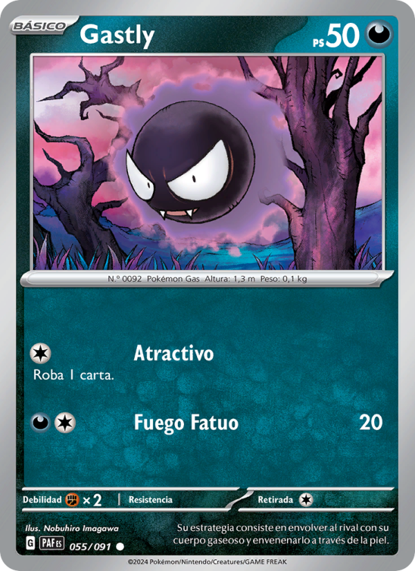 Gastly 055 — Destinos de Paldea (Spanish Pokémon TCG card)