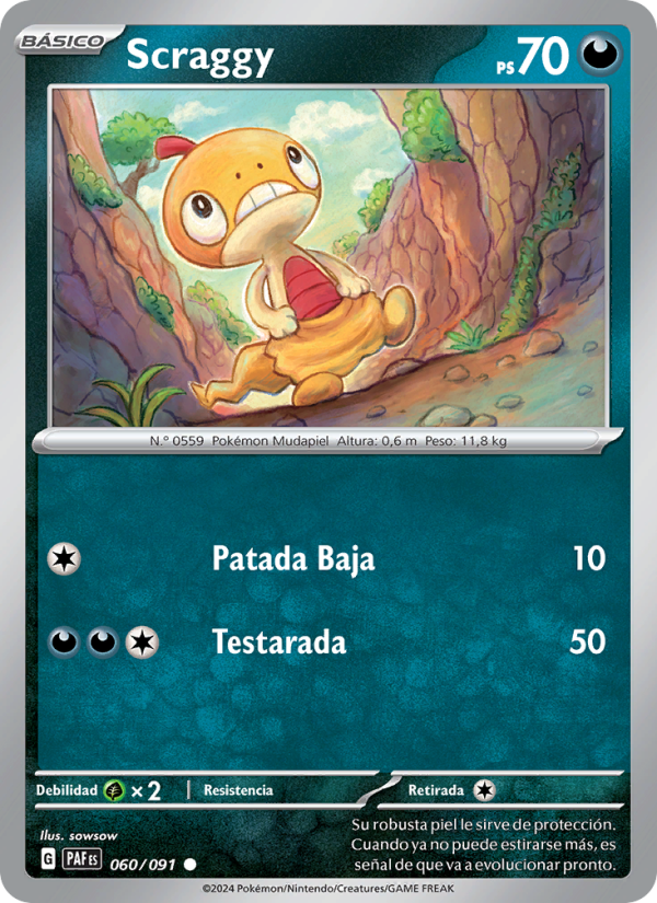 Scraggy 060 — Destinos de Paldea (Spanish Pokémon TCG card)