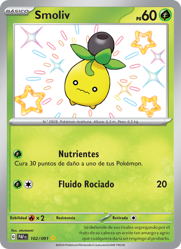 Smoliv 102 — Destinos de Paldea (Spanish Pokémon TCG card)