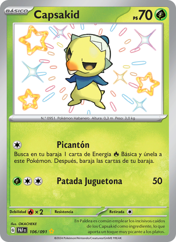 Capsakid 106 — Destinos de Paldea (Spanish Pokémon TCG card)