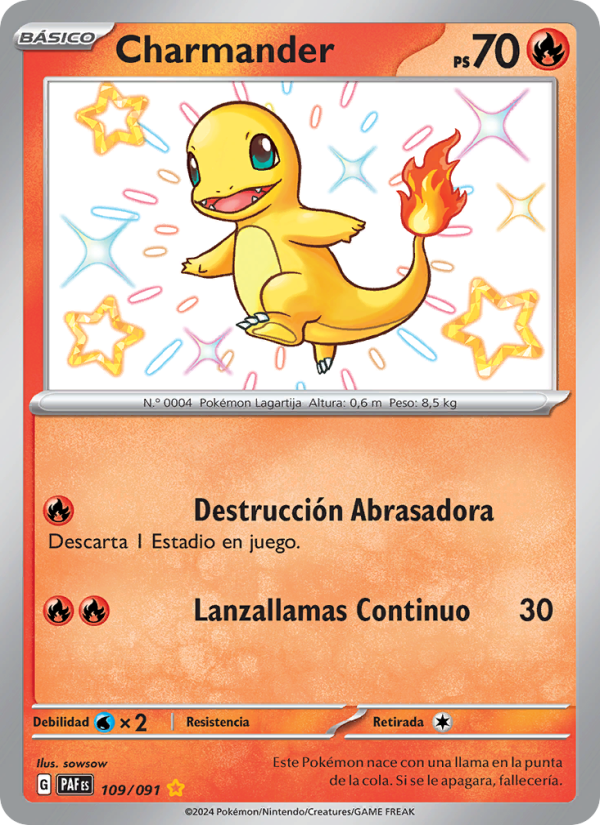 Charmander 109 — Destinos de Paldea (Spanish Pokémon TCG card)