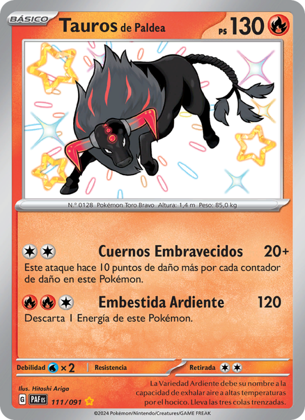 Tauros de Paldea 111 — Destinos de Paldea (Spanish Pokémon TCG card)