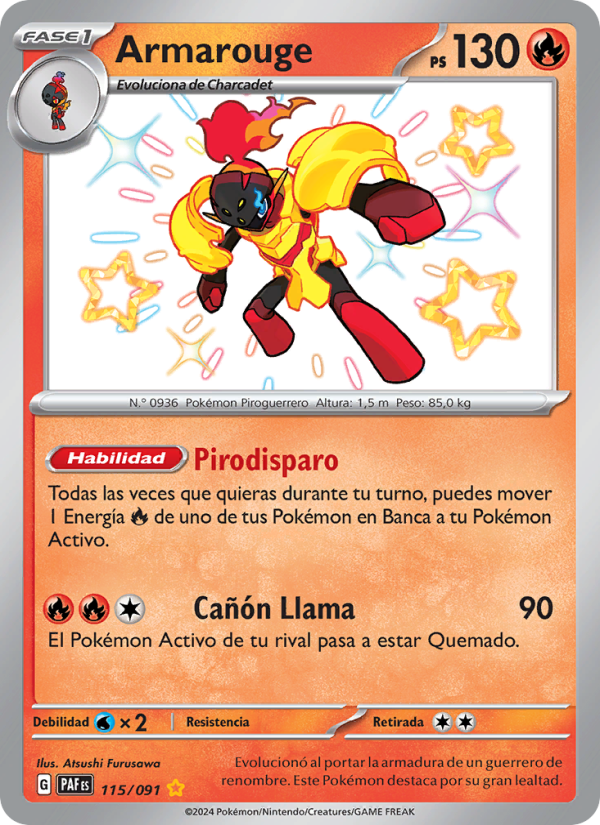 Armarouge 115 — Destinos de Paldea (Spanish Pokémon TCG card)