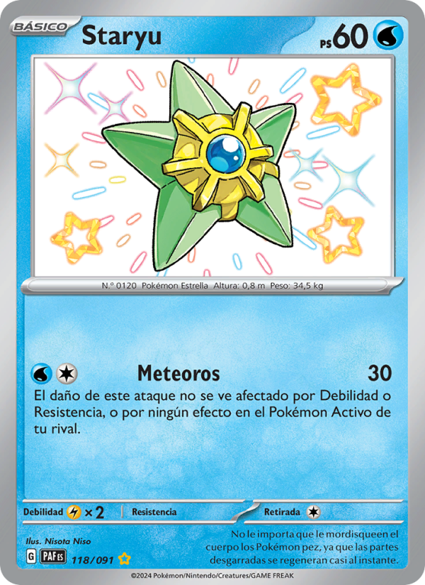 Staryu 118 — Destinos de Paldea (Spanish Pokémon TCG card)