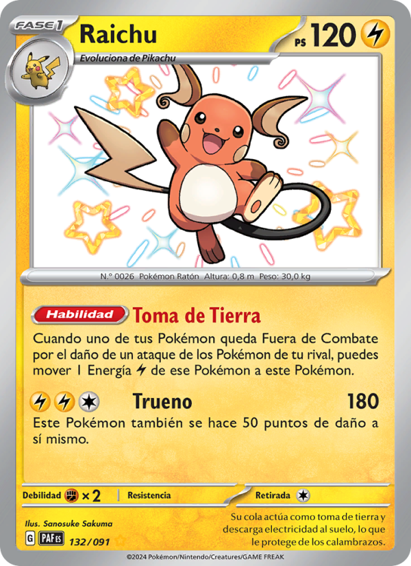Raichu 132 — Destinos de Paldea (Spanish Pokémon TCG card)