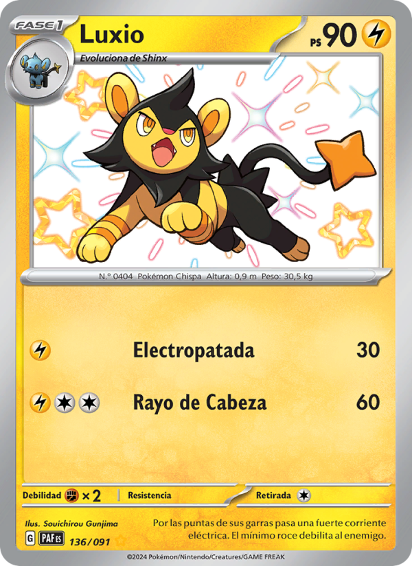 Luxio 136 — Destinos de Paldea (Spanish Pokémon TCG card)