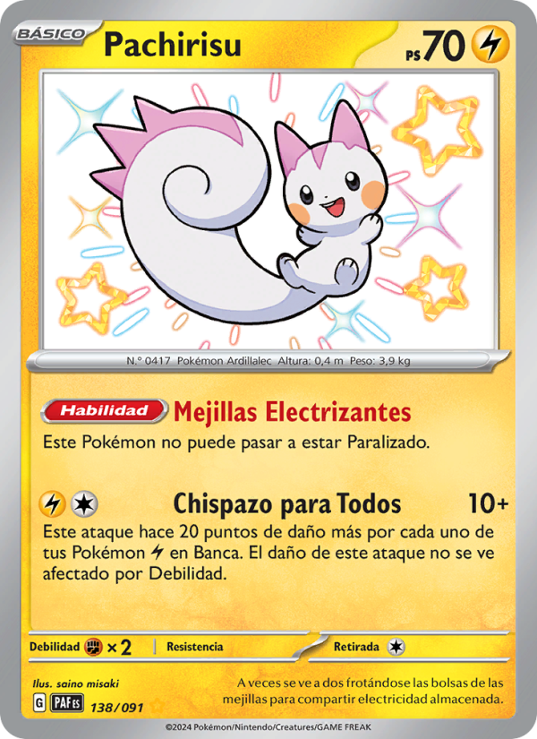Pachirisu 138 — Destinos de Paldea (Spanish Pokémon TCG card)