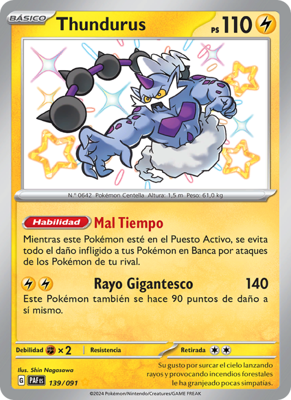 Thundurus 139 — Destinos de Paldea (Spanish Pokémon TCG card)