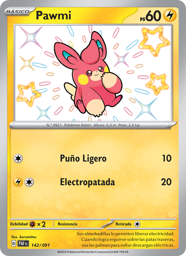Pawmi 142 — Destinos de Paldea (Spanish Pokémon TCG card)