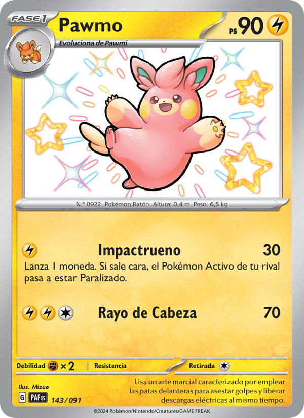 Pawmo 143 — Destinos de Paldea (Spanish Pokémon TCG card)