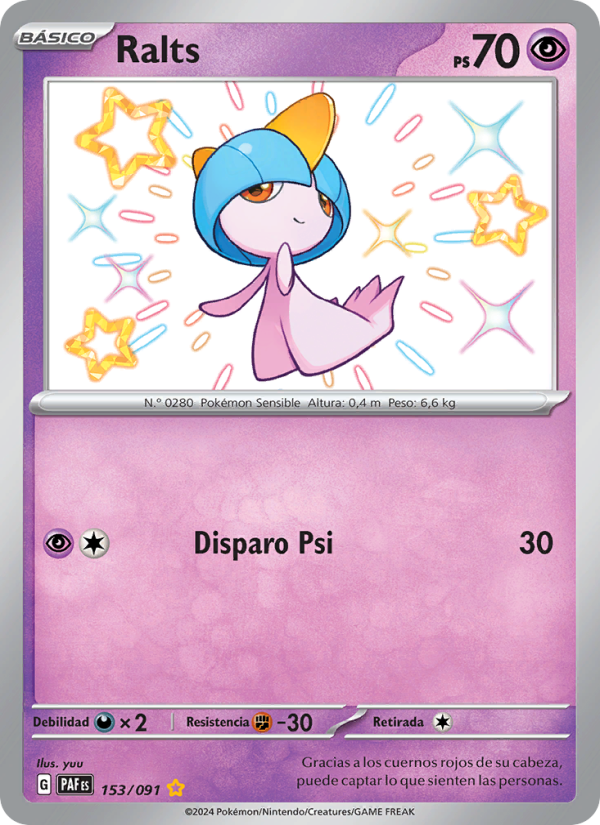Ralts 153 — Destinos de Paldea (Spanish Pokémon TCG card)