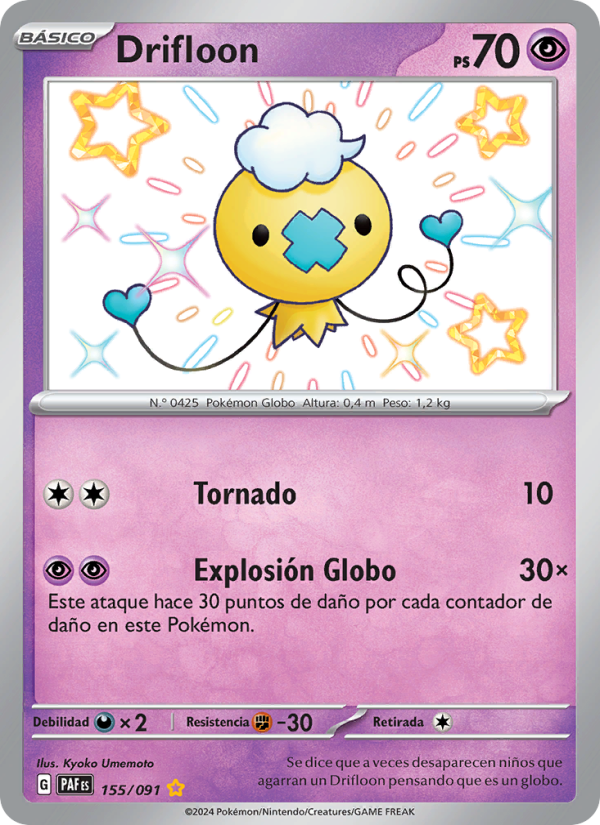 Drifloon 155 — Destinos de Paldea (Spanish Pokémon TCG card)