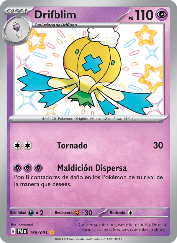 Drifblim 156 — Destinos de Paldea (Spanish Pokémon TCG card)