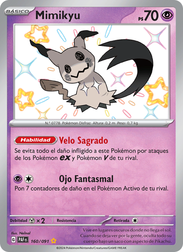 Mimikyu 160 — Destinos de Paldea (Spanish Pokémon TCG card)