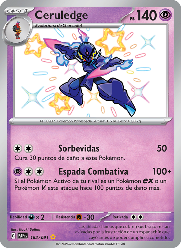 Ceruledge 162 — Destinos de Paldea (Spanish Pokémon TCG card)