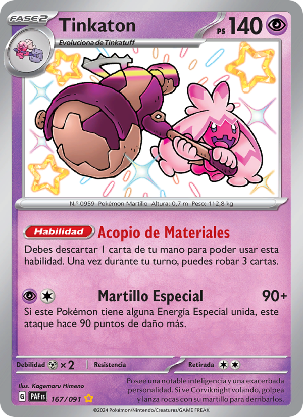 Tinkaton 167 — Destinos de Paldea (Spanish Pokémon TCG card)
