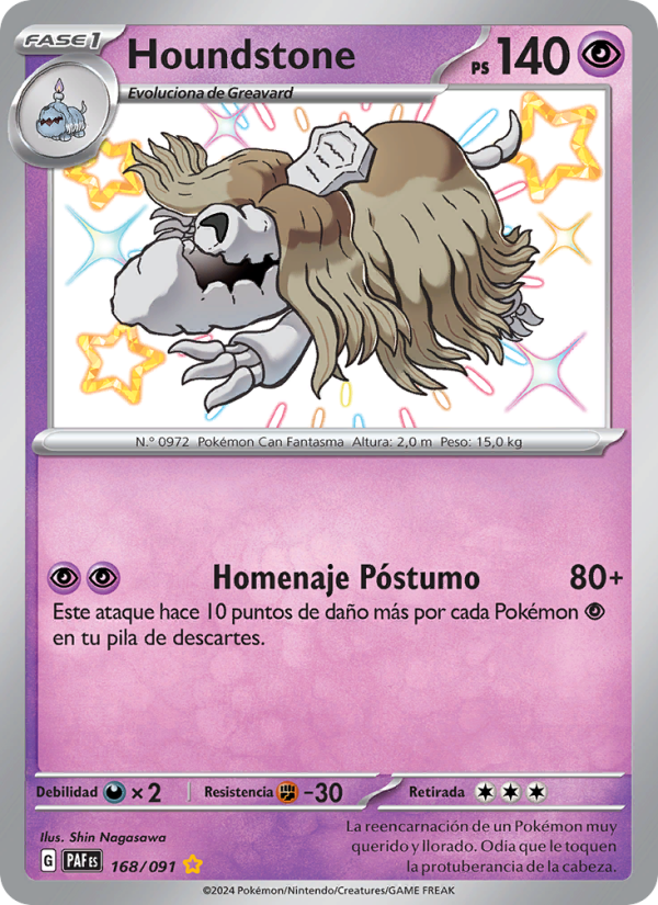Houndstone 168 — Destinos de Paldea (Spanish Pokémon TCG card)