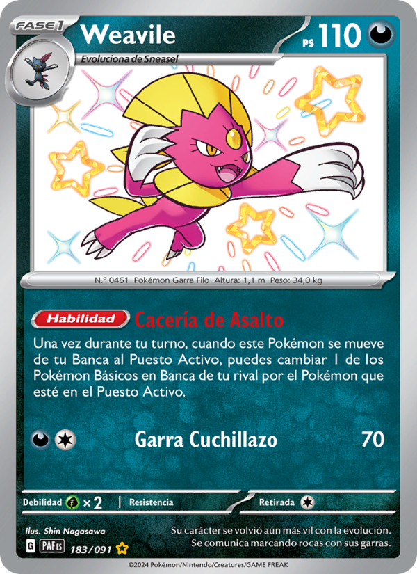 Weavile 183 — Destinos de Paldea (Spanish Pokémon TCG card)